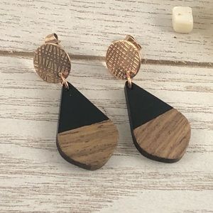 ❌SOLD❌Handcrafted🐞resin and wood earrings